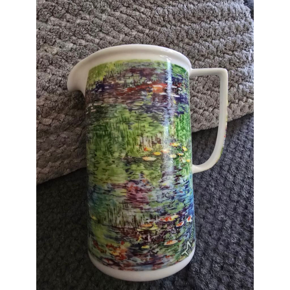 Rare Vintage Chaleur Master Impressionists Art Monet Water Lilies Pitcher Vase